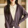 Women S V Neck Long Sleeve Fake Two Piece Knit Cardigan Casual Outerwear