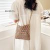 Lapimou Macrame Shoulder Bag, Perfect for Yukata and Kimono, Summer Pochette, Small Straw Bag, Shoulder Bag, Basket Bag, Summer Mesh (Off-White)