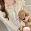 Women's Summer 2026 Cloud Cotton Nightgown with Bra Pads, Lace Trim, Short Sleeves, Long Length