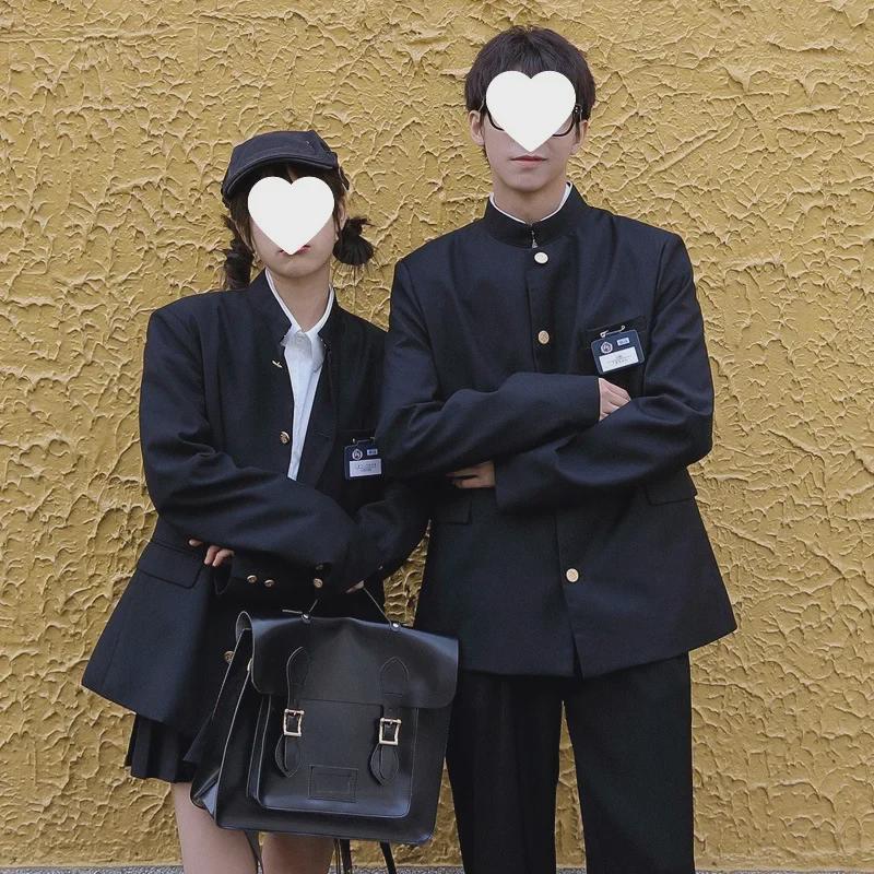 Japanese Style Stand Collar Zhongshan Suit: Men's Casual College Couple's Uniform