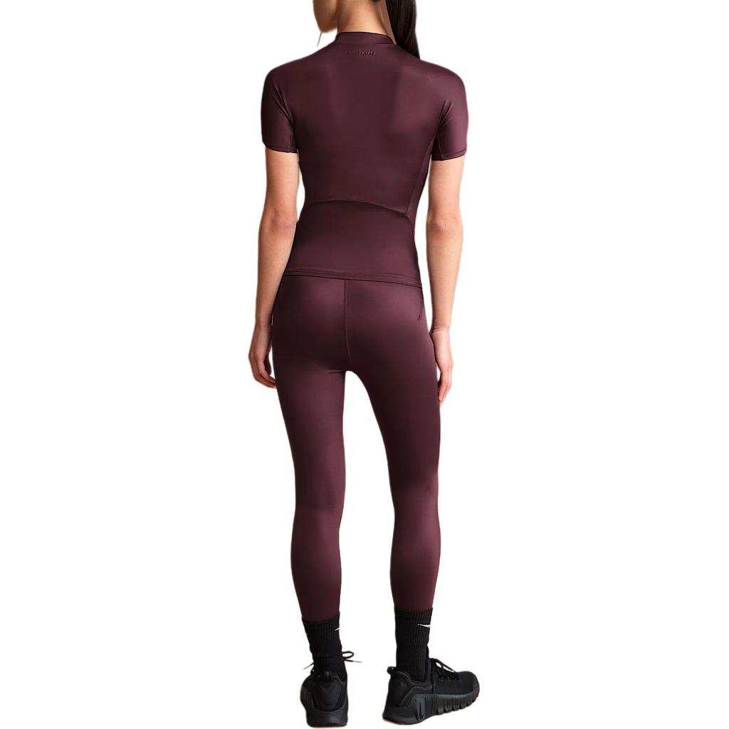 New Nike SKIMS Shine Women's Mock Neck Short Sleeve Top TPTSH2714-CUR