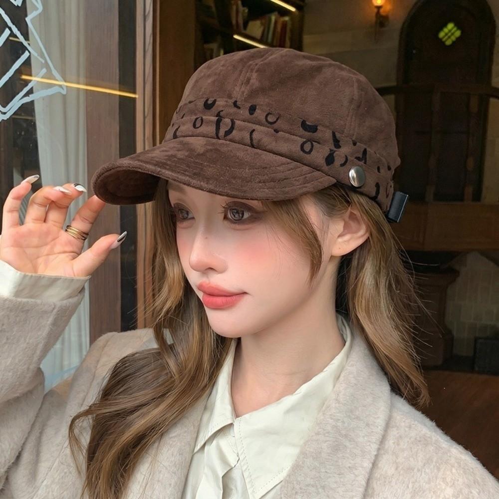 Vintage Sun Hat Suede Cap 56cm To 58cm Head Size Curved Brim Hat Leopard Baseball Cap  Daily Wear