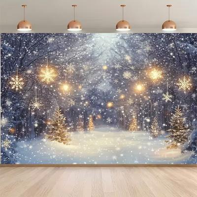 2D Magical Woodland Snow Christmas Eve Party Photography Background Cloth