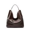 2026 New Vegetable Tanned Cowhide Popular Large Capacity Textured Tote Bag Versatile E Shoulder Class Underarm Commuting Bag