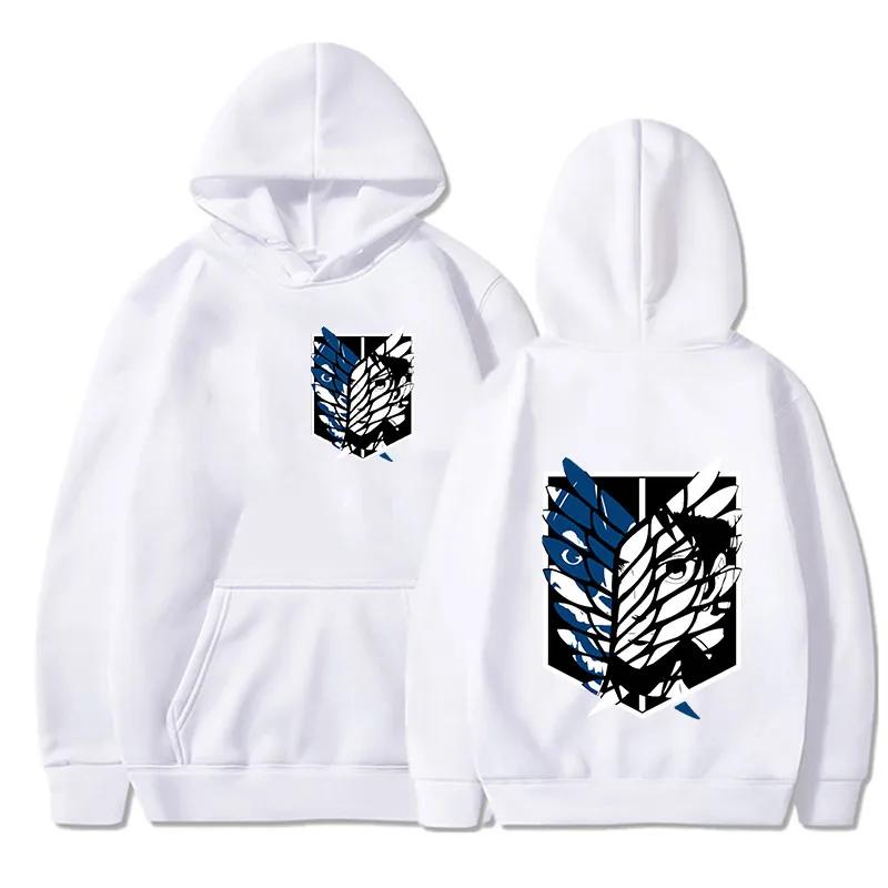 

2025 Аниме Атака титанов Женская унисекс толстовка с капюшоном уличная одежда пуловер Harajuku Shingeki No Kyojin толстовки с капюшоном свитшот одежда XXXL белый
