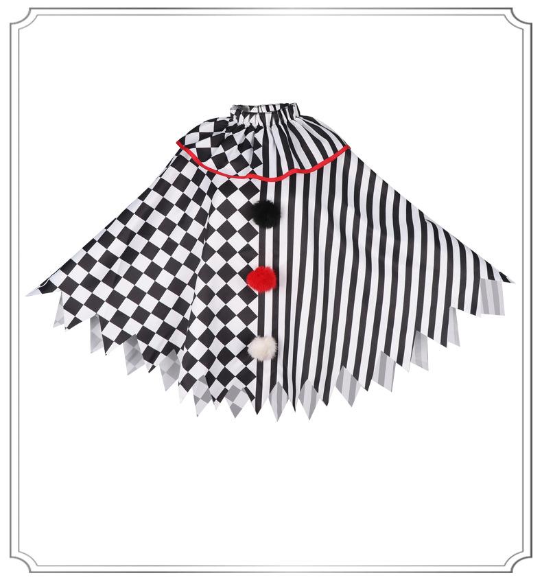 Scary Clown Costume Halloween Costume Black And White Cape Masquerade Party Adult Cosplay Costume Halloween Party Woman Man