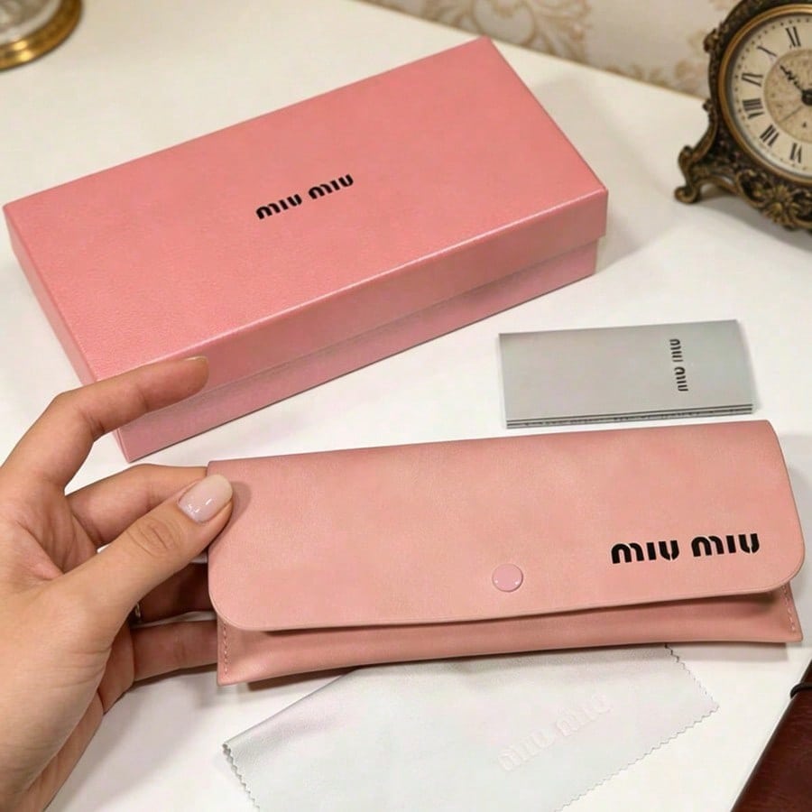 MIU MIU Pink Leather Eyeglasses Case Set