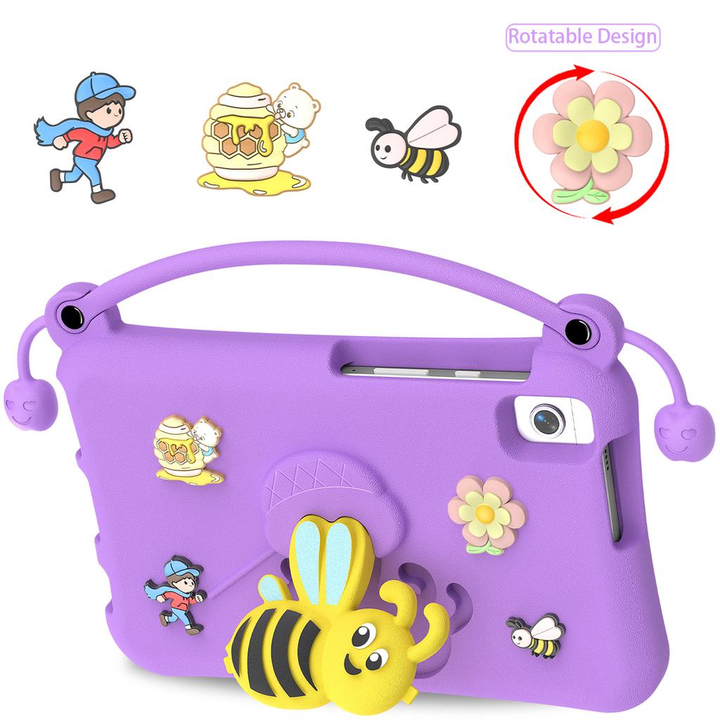 Étui antichoc pour tablette avec support en forme d'abeille mignonne, Housse de protection en mousse EVA avec poignée portable, Adapté aux enfants, Compatible avec