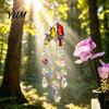 Sparkling Window Pendant Cardinals Faux Crystals Suncatcher, Hanging Sun Catcher for Windows, Bird Wind Crystal Suncatcher Windows Chimes with Chain,