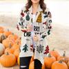 Women's Fashion Casual Halloween Printed Mid-Length Irregular Hem Cardigan Jacket
