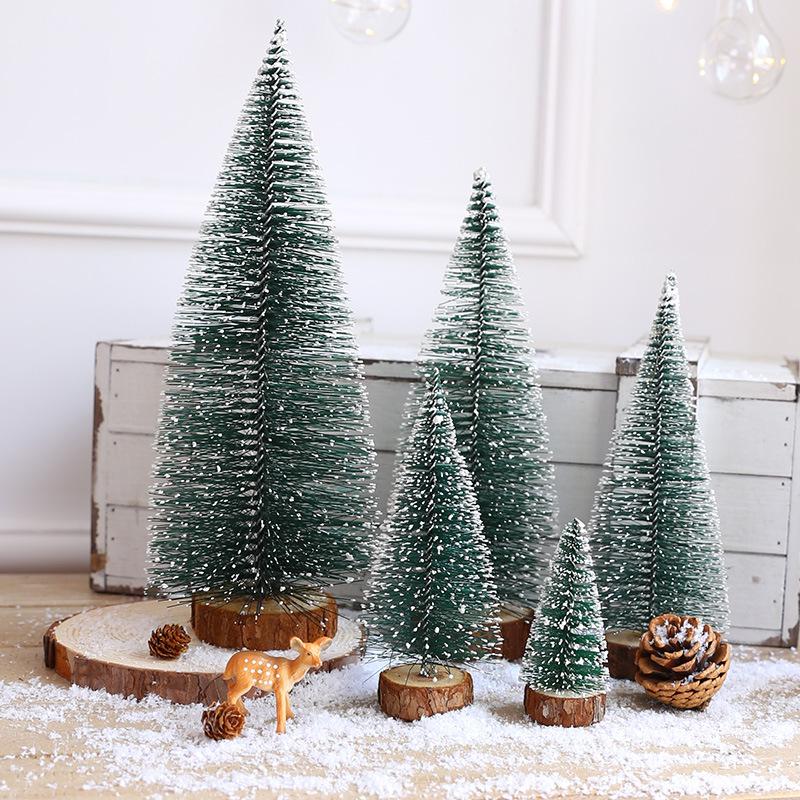 Mini Christmas Trees Artificial Pine Needle Desk Ornaments 10/15/20cm Fake Evergreen Trees for Holiday Decoration