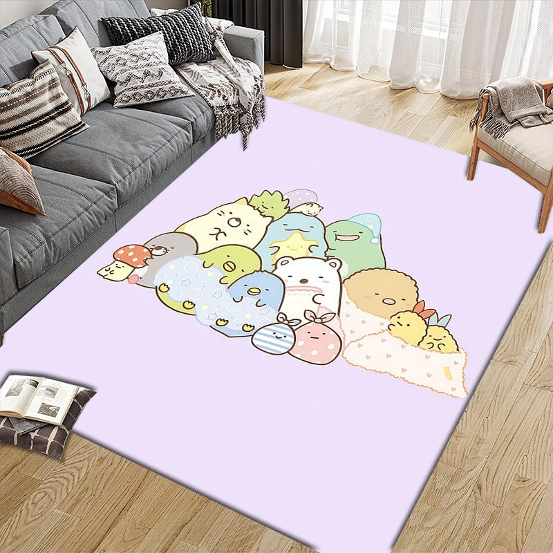 Sumikko Gurashi2 Flannel Pattern Square Carpet,Area Rug,Carpet Rug for Living Room Bedroom Sofa Playroom Decor,Non-slip Floor Mat