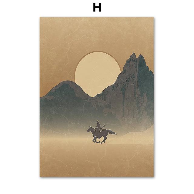 Desert Cowboy Canvas Painting Wall Decoration Sunset Bobcat Posters and Prints Interior Painting No Frame