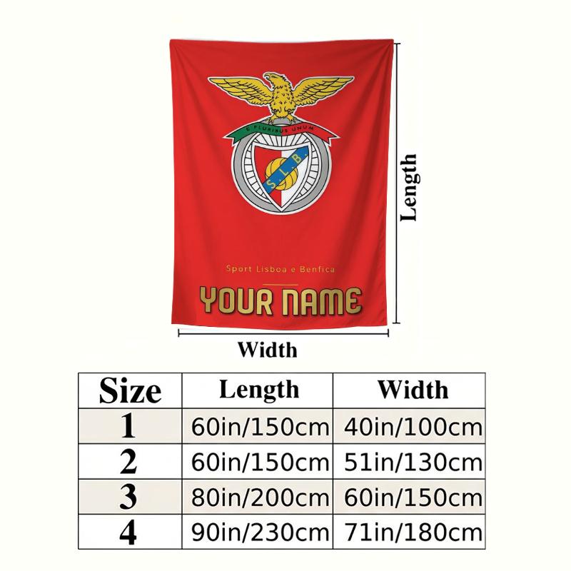 Custom Name Benfica Pattern Wall Tapestry Aesthetic Wall Hanging Printed Fabric Blanket Decorative Tapestries for Bedroom Living Room Home Decor
