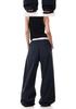 American Retro Plaid Unisex Casual Pants with Double Waistband and Drawstring – Banana Wide Leg, Spring/Autumn 2026 Collection