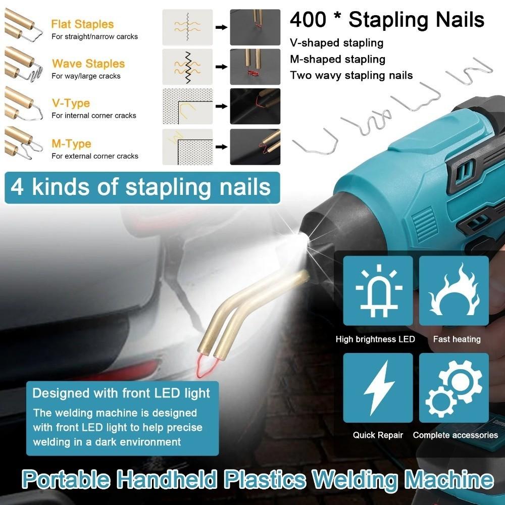 Pistol de sudură din plastic portabil fără fir, capsator fierbinte, mașină de sudură, bară de protecție auto, fier de lipit, cleme, kit de reparație