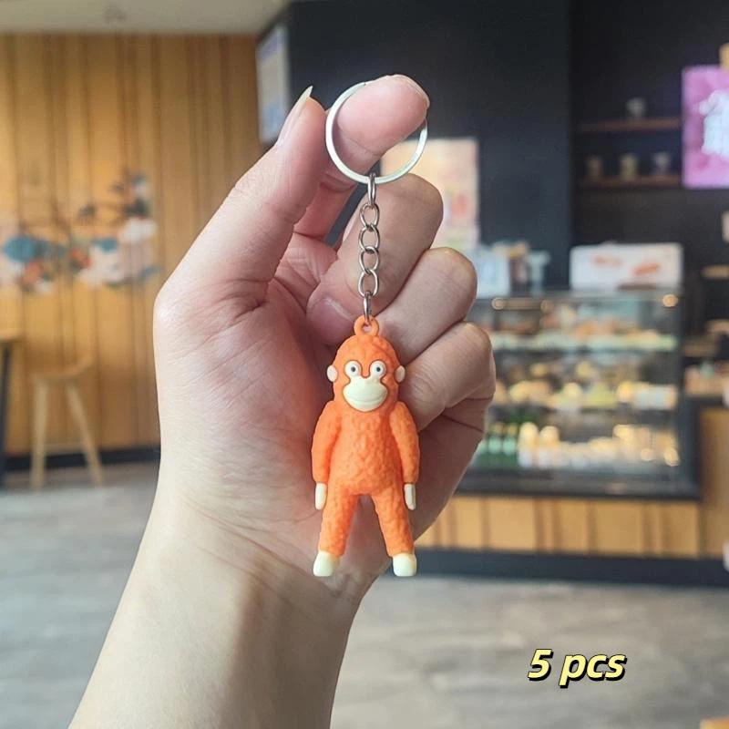 5Pcs Creative Protect Punch The Monkey Keychain Cute Gorilla Decor Hanging Keychain Anime Peripherals Toy Birthday Gifts