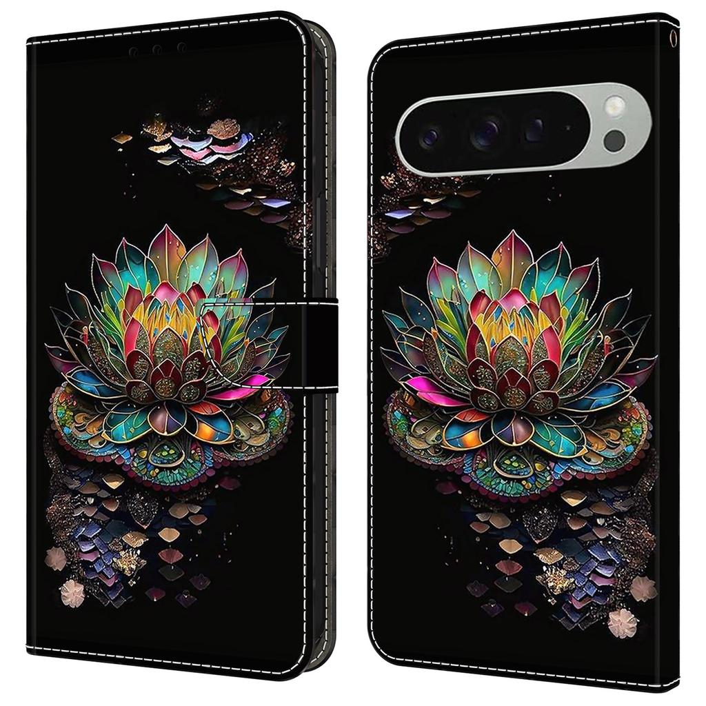 For Google Pixel 9 Pro XL Case Pattern Printed Protective Cover TPU+PU Leather Flip Phone Case