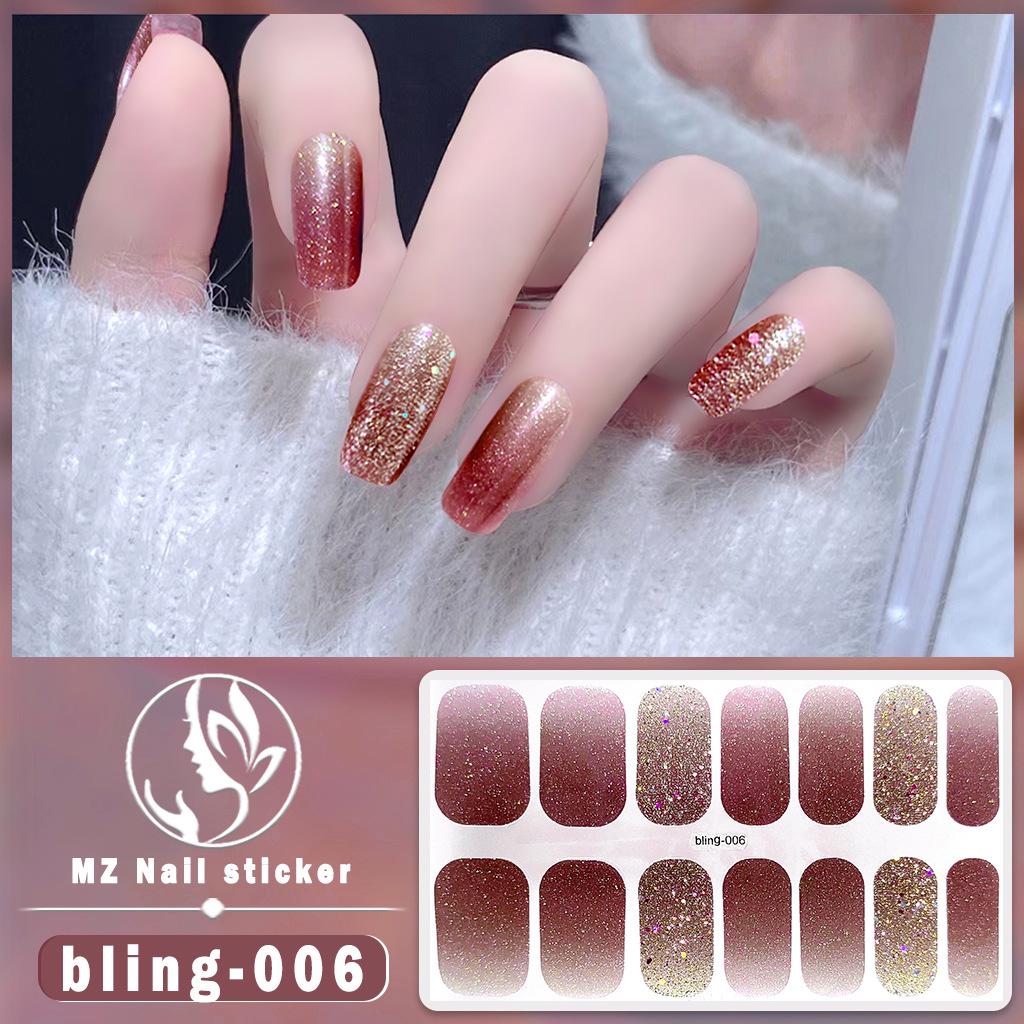 Meizhi 14-Finger Bling Aurora Gel-Nagellack-Aufkleber – selbstklebend, wasserfest, siegelfrei