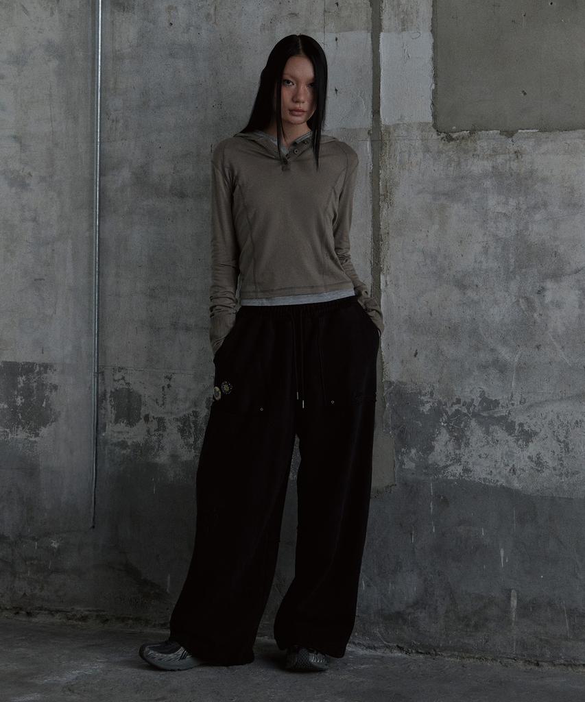 Tonilolenseu Washed Wide Symbol Logo Sweatpants Black