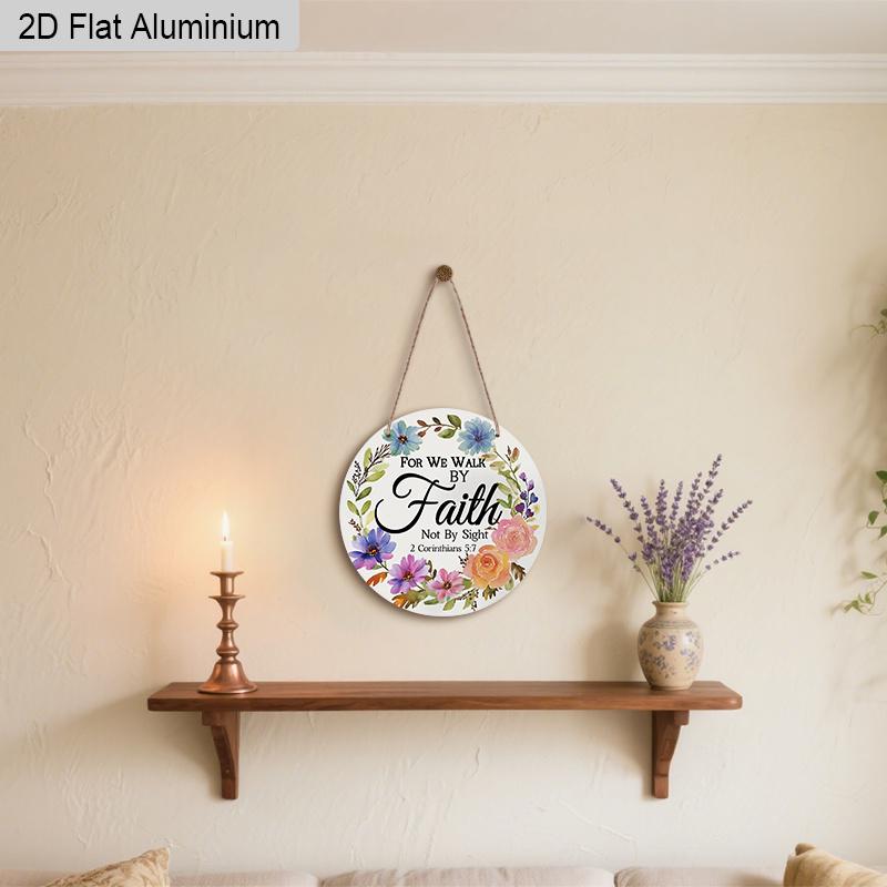 2D Flat Faith Aluminium Sign - Navidad Figurine Ornaments with Wreath Pattern - Ideal for Front Door, Wall, Porch, Fence Decor - Ideal Gift for