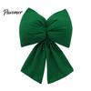 Decorative Velvet Bows for Wreaths Christmas Flocked Fabric Bow, Large Red Bow with Hanging Strap, Gifts Festive Pendant Tree, Holiday Home
