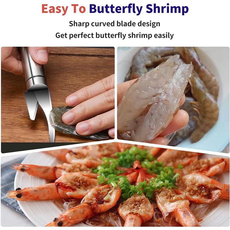 Shrimp Deveiner Tool, Stainless Steel Shrimp Deveining Tool, Efficient Shrimp Peeler and Deveiner Tool Portable Shrimp Cleaner S