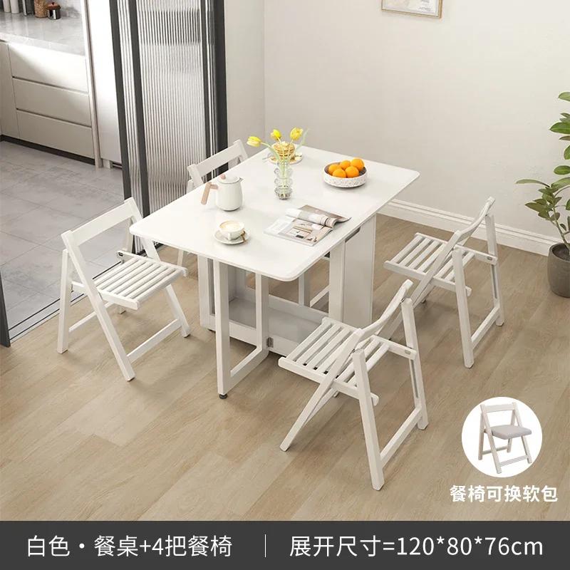 For Folding Dining Table Set 6 Chairs Luxury Modern Space Savers Minimalist Dining Table Nordic Table À Manger Kitchen Furniture