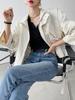 Korean Retro Chic Stand Collar Zipper Jacket with Big Pockets and Long Sleeves