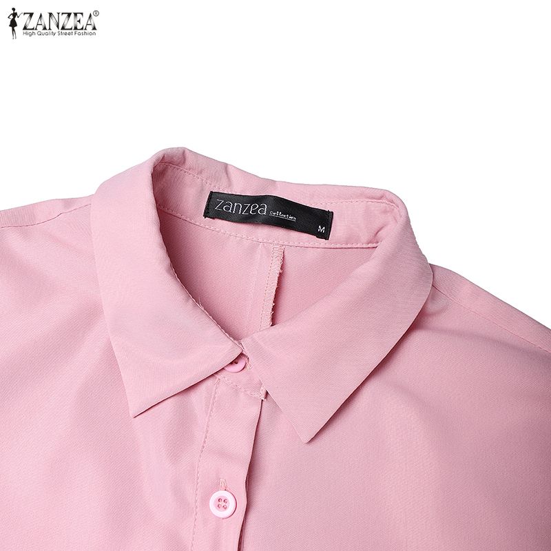 ZANZEA Women Casual Turn Down Collar Loose Long Sleeve Shirt Dress