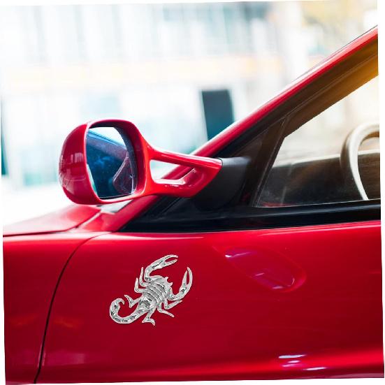 2 Pcs Car Scorpion Stickers Metal Decals for Vehicle Door Window Decor 3D Adhesive Car Body Emblems Scratch Cover Durable