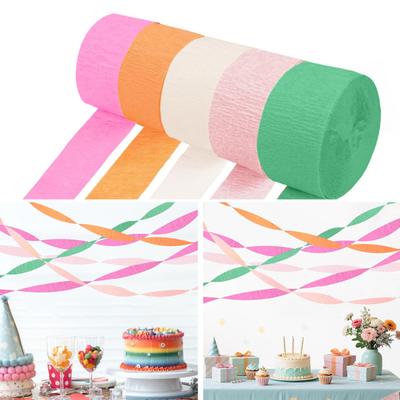 5 Rolls Crepe Paper Streamers Rainbow Assorted Colored Streamers Party Favors for Birthdays Weddings Baby Shower Decoration