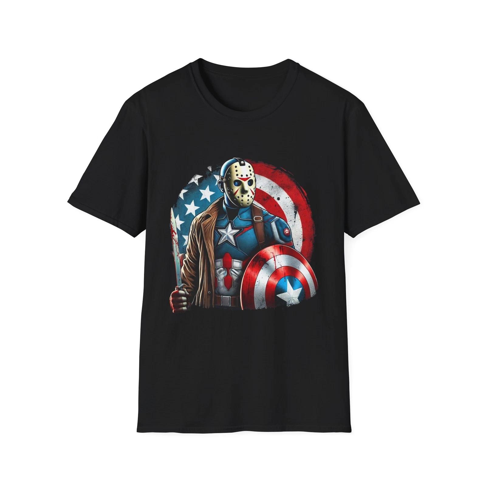 Captain America x Jason Voorhees Mashup T-Shirt – Shield of Terror XXXXL