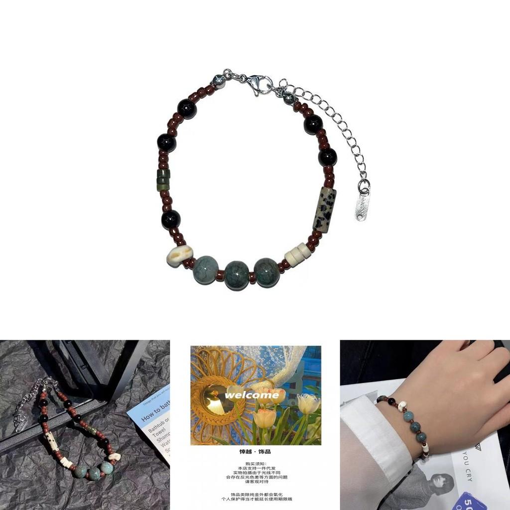 Handgefertigtes Vintage-Armband aus Natursteinperlen für Männer und Frauen Künstlerisch Elegantes Design
