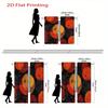 2D Flat   2pcs   2D Flat Printing Curtains   Abstract Circular Patterns   Dark Background Red Orange Yellow Printed Drapes with Rod