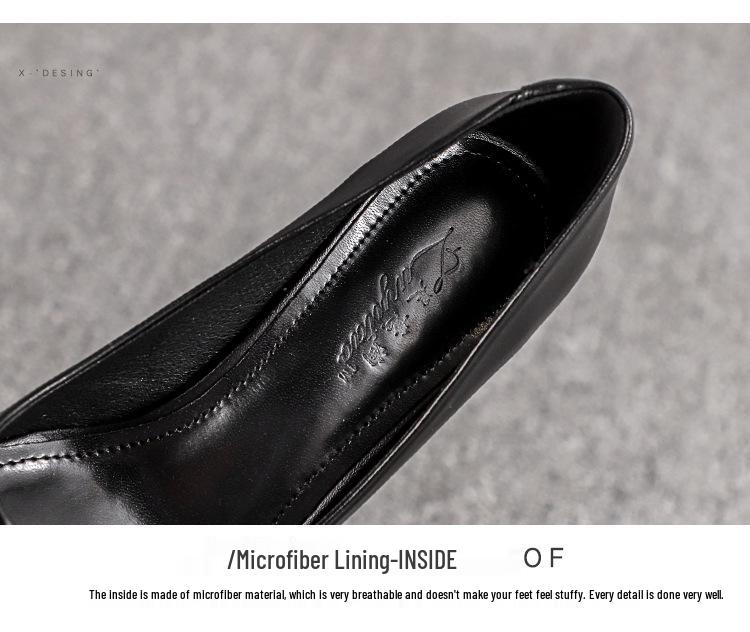 357-8 Flyvertinne Dames Svarte Skinn Stiletthæler - 2025 Profesjonelle Høye Hæler