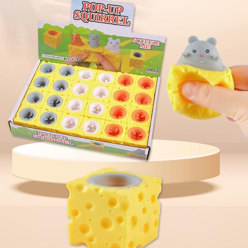 Squeeze Cheese Stress Ball Mouse Shaped Sensory Squeeze Toy For Adults Children Office Home Use Soft Durable TPR Material