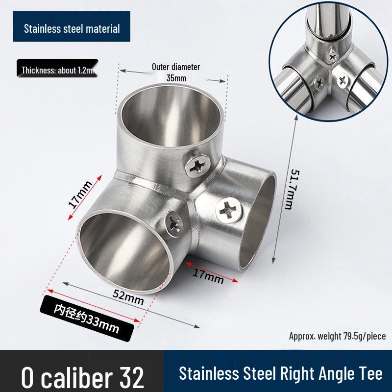 Stainless Steel Right Angle Tee Connector 19mm-32mm Joint Elbow Assembly Frame Fastener