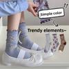 Female Spring and Autumn Vintage Ear Lace Boneless Sweat Absorbent Deodorant In The Tube Pile Pile Cotton Socks
