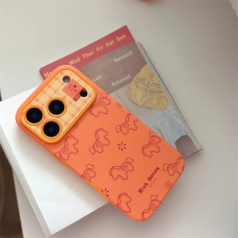 

Cartoon Orange Plaid Little Horse Phone Case for iPhone 17/16 Pro Max/15/14 iPhone 15