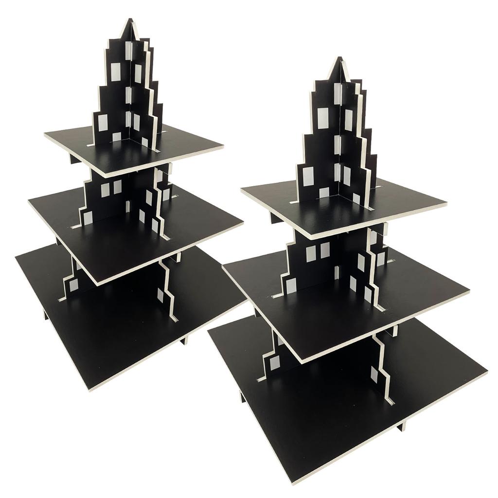 City Skyscraper Cupcake Stand 3 Tier Cake Party Supplies Building Cupcake Stand for Birthday Table Decor City Themed Parties