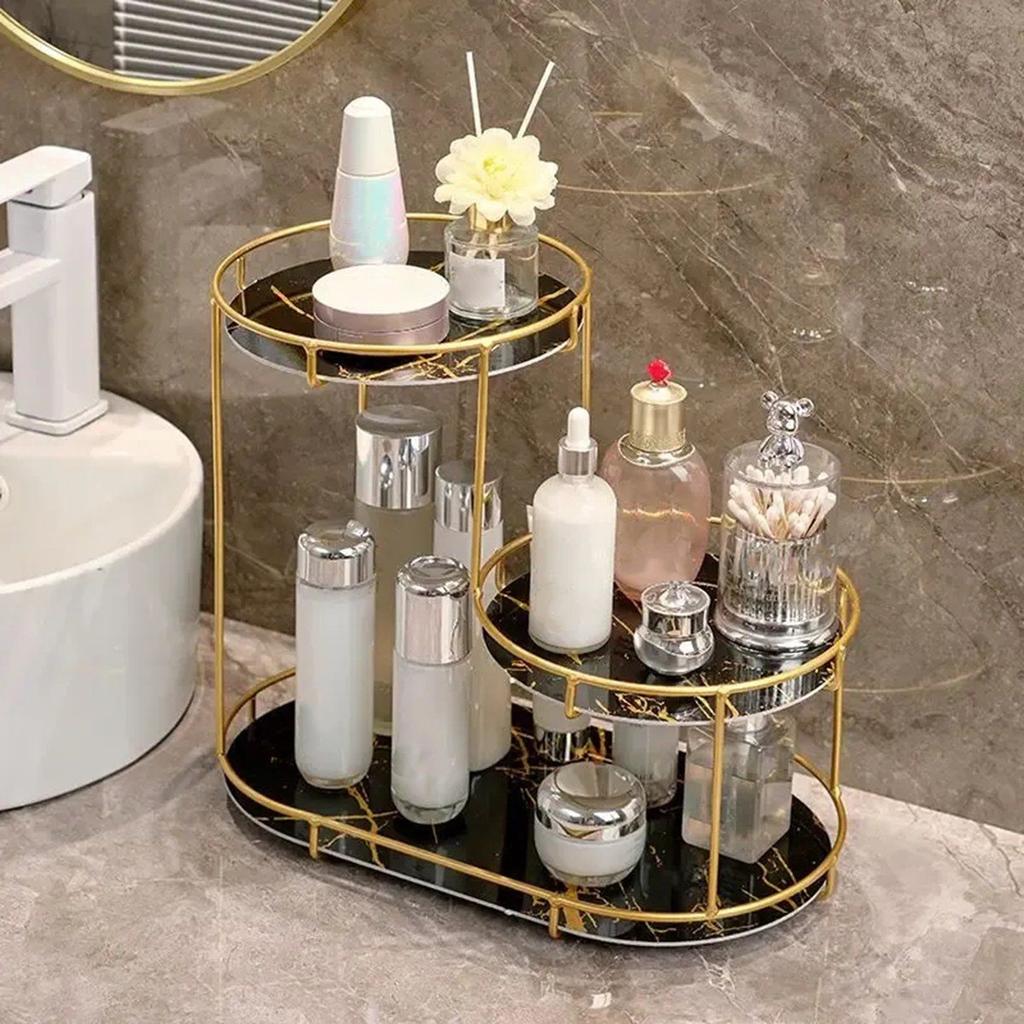 Luxury Iron Art Uv Board Cosmetics Storage Rack Makeup Organizer Dressing Table Shelf Bathroom Iron Bird Cage Holder A