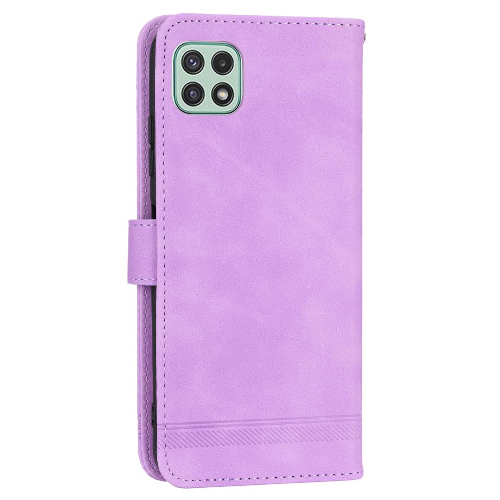 DIERFENG DF-03 Stand Phone Case for Samsung Galaxy A22 5G (EU Version),Lines Imprinted PU Leather Wallet Cover