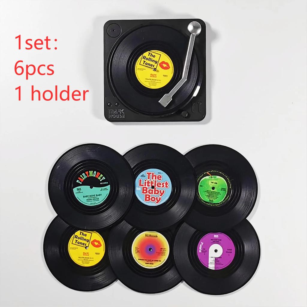 6/7PCS Vinyl Record Table Mats Drink Coaster Table Placemats Creative Coffee Mug Cup Coasters Heat-resistant Nonslip Pads
