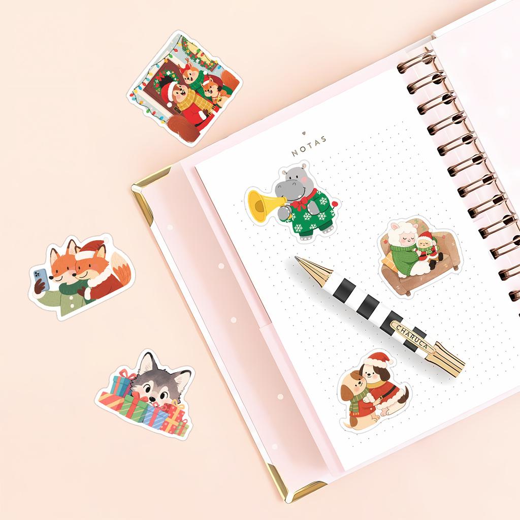 50 Niedliche Tier-Cartoon Kreative Aufkleber für Weihnachten zum Dekorieren von Handyhüllen, Wasserflaschen, Desktops und Journals