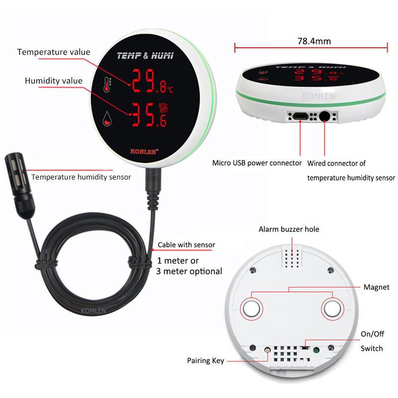 Tuya WIFI Temperature Humidity Sensor Thermometer Hygrometer Smart Life Moisture Probe For Home Plants google home alexa