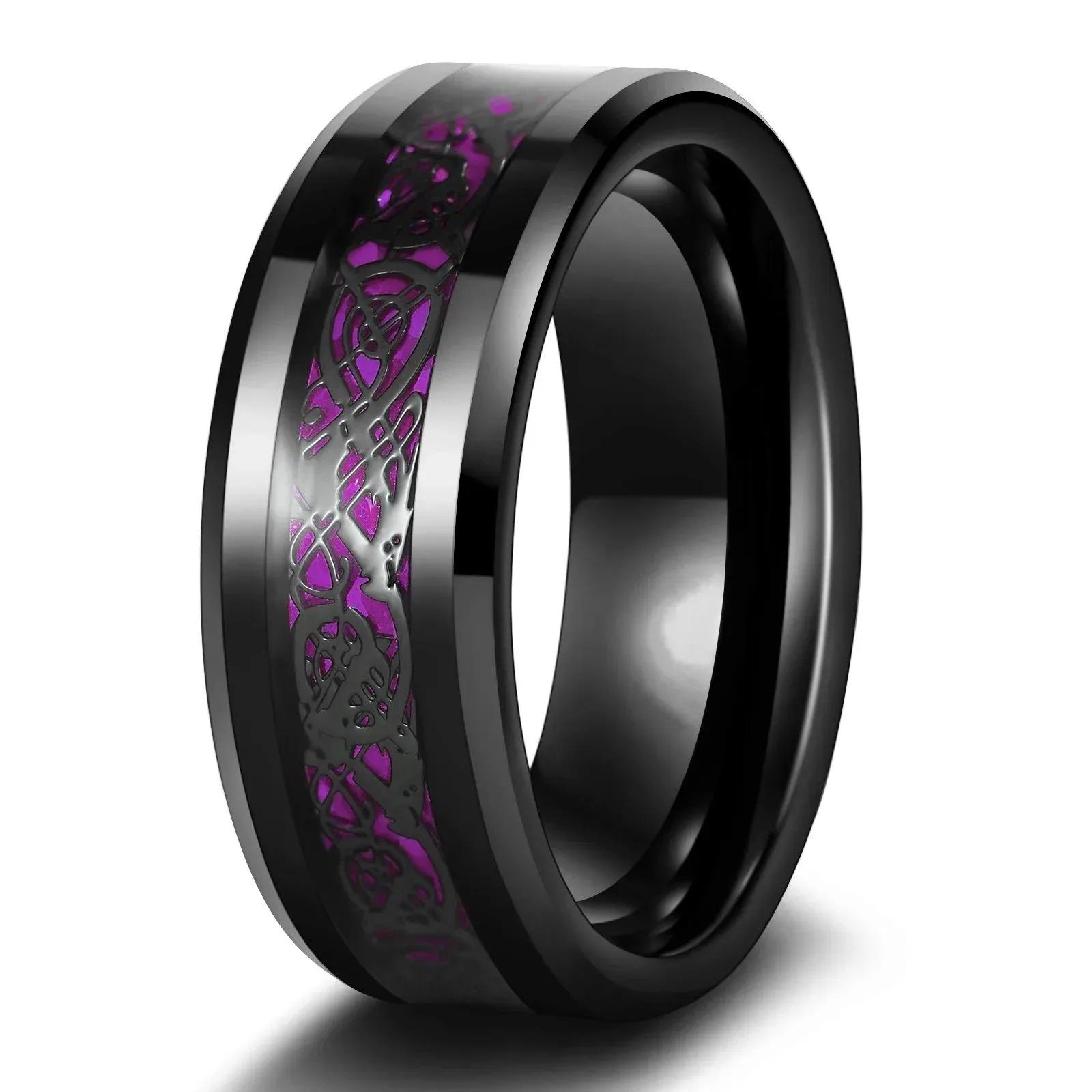 Charme-Paarringe Romantische Damen Blaue Strassringe Set Trendige Herren Edelstahl Keltische Drachenringe Ehering Schmuck 9 black