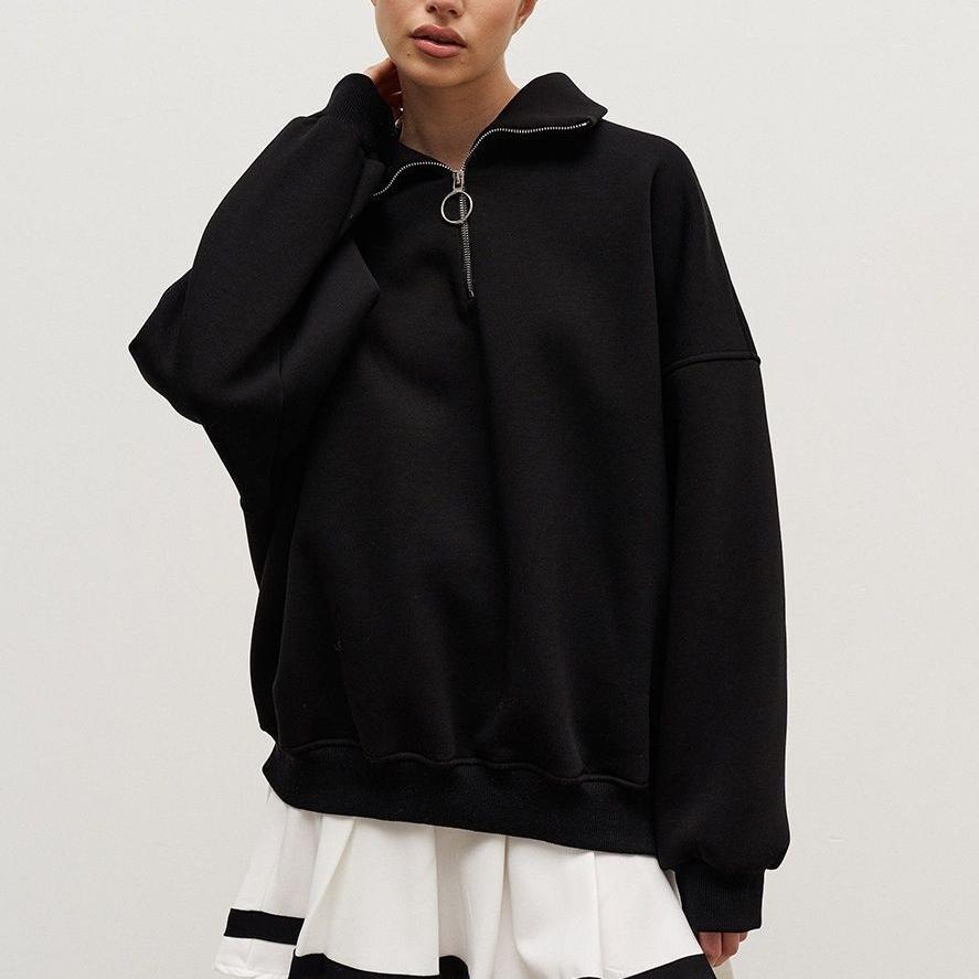 GMXIA Lapel Zipper Sweatshirt Autumn and Winter Street Fashion Loose, Casual and Laid-back Style Zipper Sweatshirt