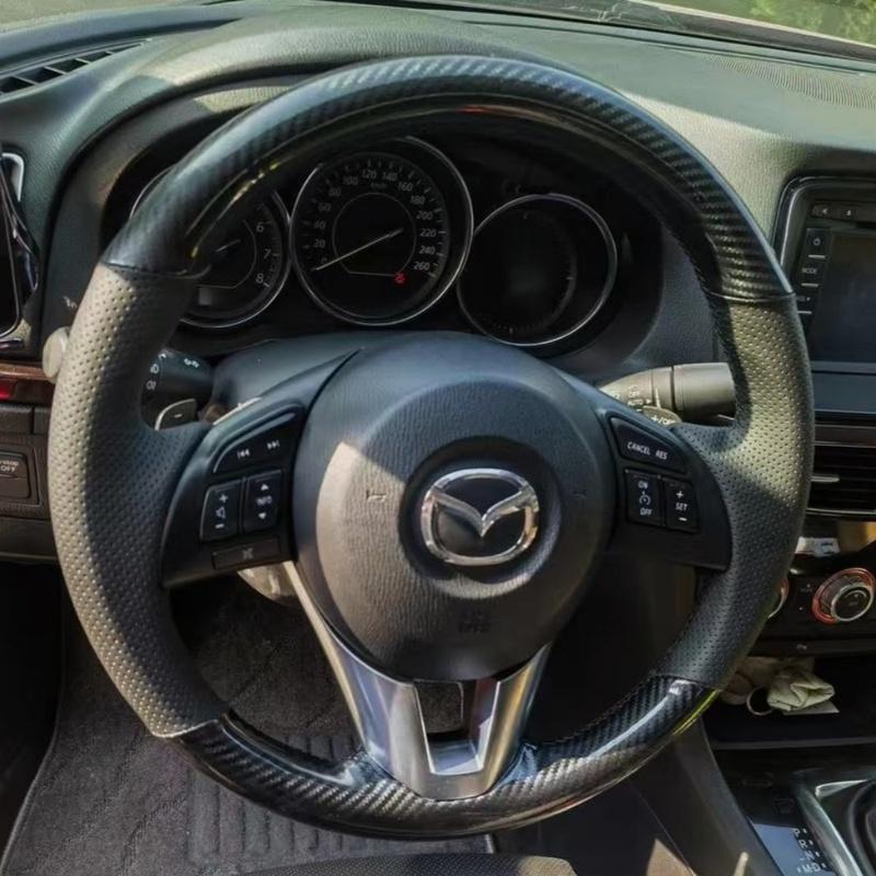 

ization Покришка на кермо автомобіля Шкіра з вуглецевого волокна Для Mazda CX-5 CX5 Atenza 2014 Нова Mazda 3 CX-3 2016 Yellow Thread
