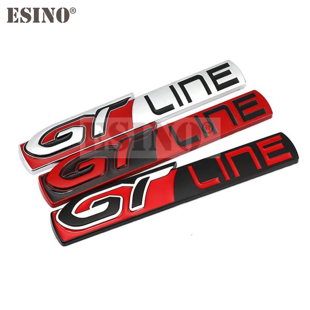 Car Styling GT Line 3D Metal Chrome Zinc Alloy Emblem Car Badge Body Fender Adhesive Emblem for Peugeot GT RCZ 308 508 3008 5008